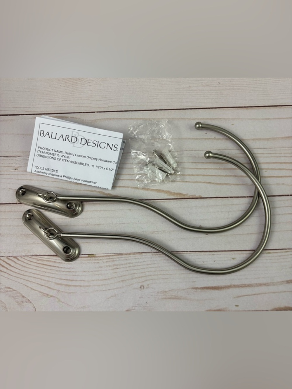 Ballard Designs Drapery Hardware Tiebacks Set of 2 Polished Nickel WY001